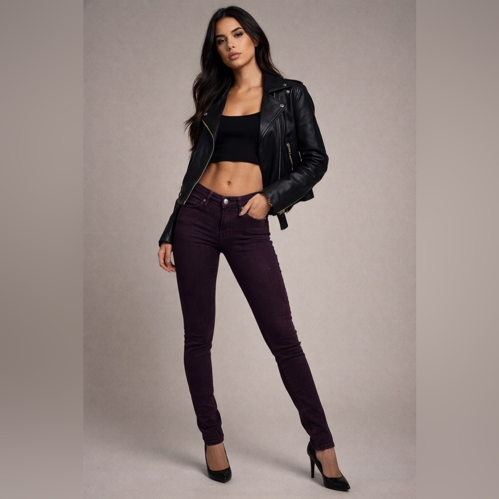AG Adriano Goldschmied Low Rise Purple Absolute Skinny Jeans Slim 25R 24x28